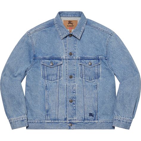 supreme burberry denim trucker jacket.